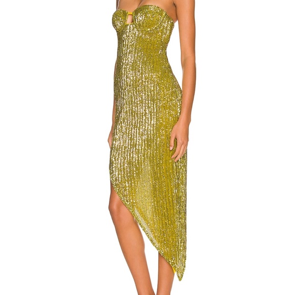 Camila Coelho Gold Sequin Midi Dress - Picture 3 of 6